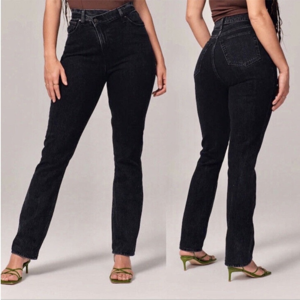 Abercrombie & Fitch The 90’s Slim Straight Curve Love High Rise Black Jeans 29/8
